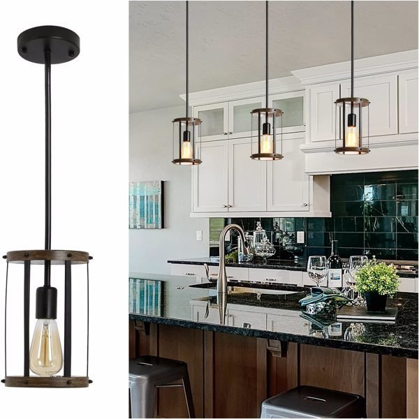 Vintage Rustic Pendant Light Metal Cage Pendant Lamps with Adjustable Length Farmhouse Caged Hanging Lamp for Kitchen Island Living Room Dining Room E Vintage Rustic Pendant Light Metal Cage Pendant Lamps with Adjustable Length Farmhouse Caged Hanging Lamp for Kitchen Island Living Room Dining Room E