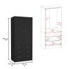 Taly Armoire with Double Doors, 3 Drawers, and Hanging Rod Black