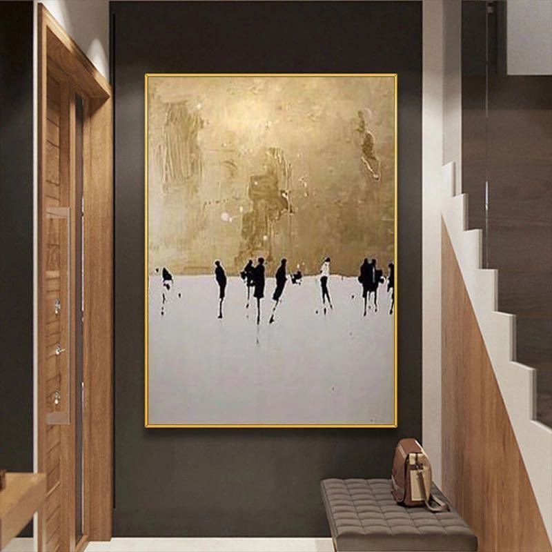 100% Hand Painted Abstract Oil Painting Wall Art Figure Picture Gold Foil Minimalist Modern On Canvas Decor For Living Room No Frame 100% Hand Painted Abstract Oil Painting Wall Art Figure Picture Gold Foil Minimalist Modern On Canvas Decor For Living Room No Frame