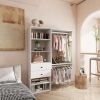 Livelylodge Modular Closet Organizer System: Modern White Open Wardrobe Closet for Bedroom Walk In Closet with 2 Drawers & 6 Shelves & 1 Hanging Rods